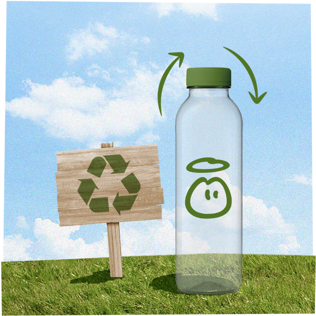 recycle logo and innocent bottle
